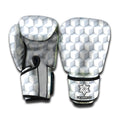 White Geometric Cube Shape Pattern Print Boxing Gloves