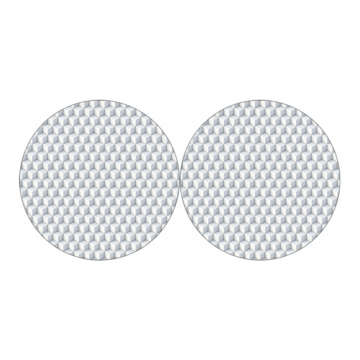 White Geometric Cube Shape Pattern Print Car Coasters