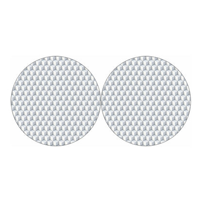 White Geometric Cube Shape Pattern Print Car Coasters