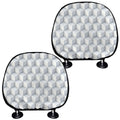 White Geometric Cube Shape Pattern Print Car Headrest Covers