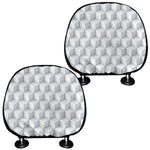 White Geometric Cube Shape Pattern Print Car Headrest Covers