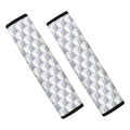 White Geometric Cube Shape Pattern Print Car Seat Belt Covers