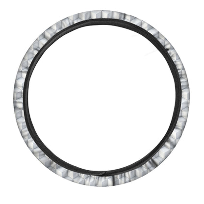White Geometric Cube Shape Pattern Print Car Steering Wheel Cover