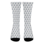 White Geometric Cube Shape Pattern Print Crew Socks