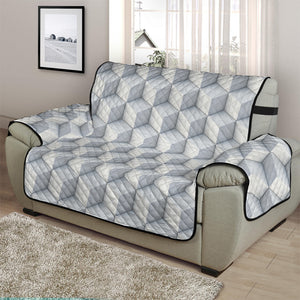 White Geometric Cube Shape Pattern Print Half Sofa Protector