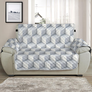 White Geometric Cube Shape Pattern Print Half Sofa Protector