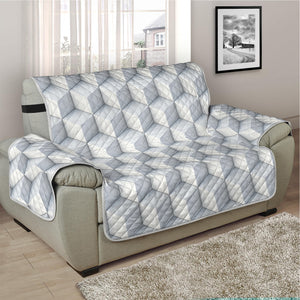 White Geometric Cube Shape Pattern Print Half Sofa Protector