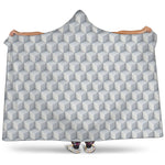 White Geometric Cube Shape Pattern Print Hooded Blanket