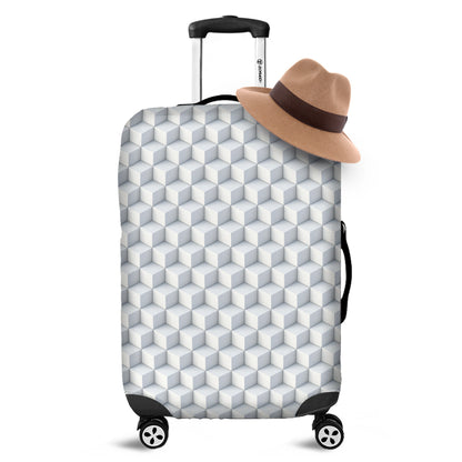 White Geometric Cube Shape Pattern Print Luggage Cover