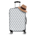 White Geometric Cube Shape Pattern Print Luggage Cover