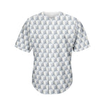 White Geometric Cube Shape Pattern Print Men's Baseball Jersey