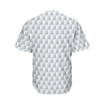 White Geometric Cube Shape Pattern Print Men's Baseball Jersey