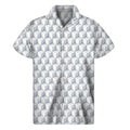 White Geometric Cube Shape Pattern Print Men's Short Sleeve Shirt