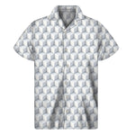 White Geometric Cube Shape Pattern Print Men's Short Sleeve Shirt