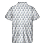 White Geometric Cube Shape Pattern Print Men's Short Sleeve Shirt