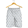 White Geometric Cube Shape Pattern Print Men's Shorts