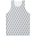 White Geometric Cube Shape Pattern Print Men's Tank Top