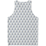 White Geometric Cube Shape Pattern Print Men's Tank Top