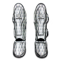 White Geometric Cube Shape Pattern Print Muay Thai Shin Guards