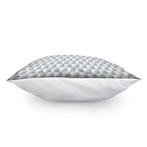 White Geometric Cube Shape Pattern Print Pillow Cover