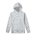 White Geometric Cube Shape Pattern Print Pullover Hoodie