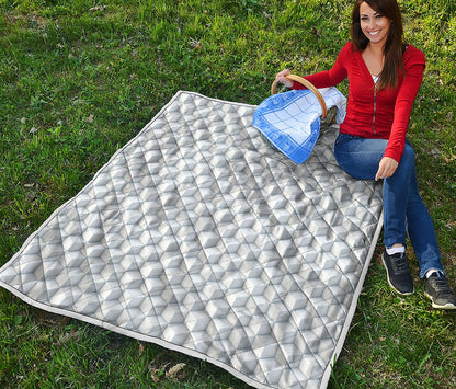White Geometric Cube Shape Pattern Print Quilt