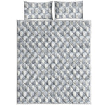 White Geometric Cube Shape Pattern Print Quilt Bed Set