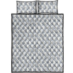 White Geometric Cube Shape Pattern Print Quilt Bed Set
