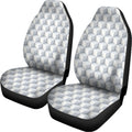 White Geometric Cube Shape Pattern Print Universal Fit Car Seat Covers