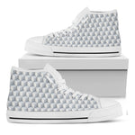 White Geometric Cube Shape Pattern Print White High Top Shoes