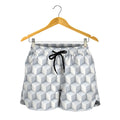 White Geometric Cube Shape Pattern Print Women's Shorts