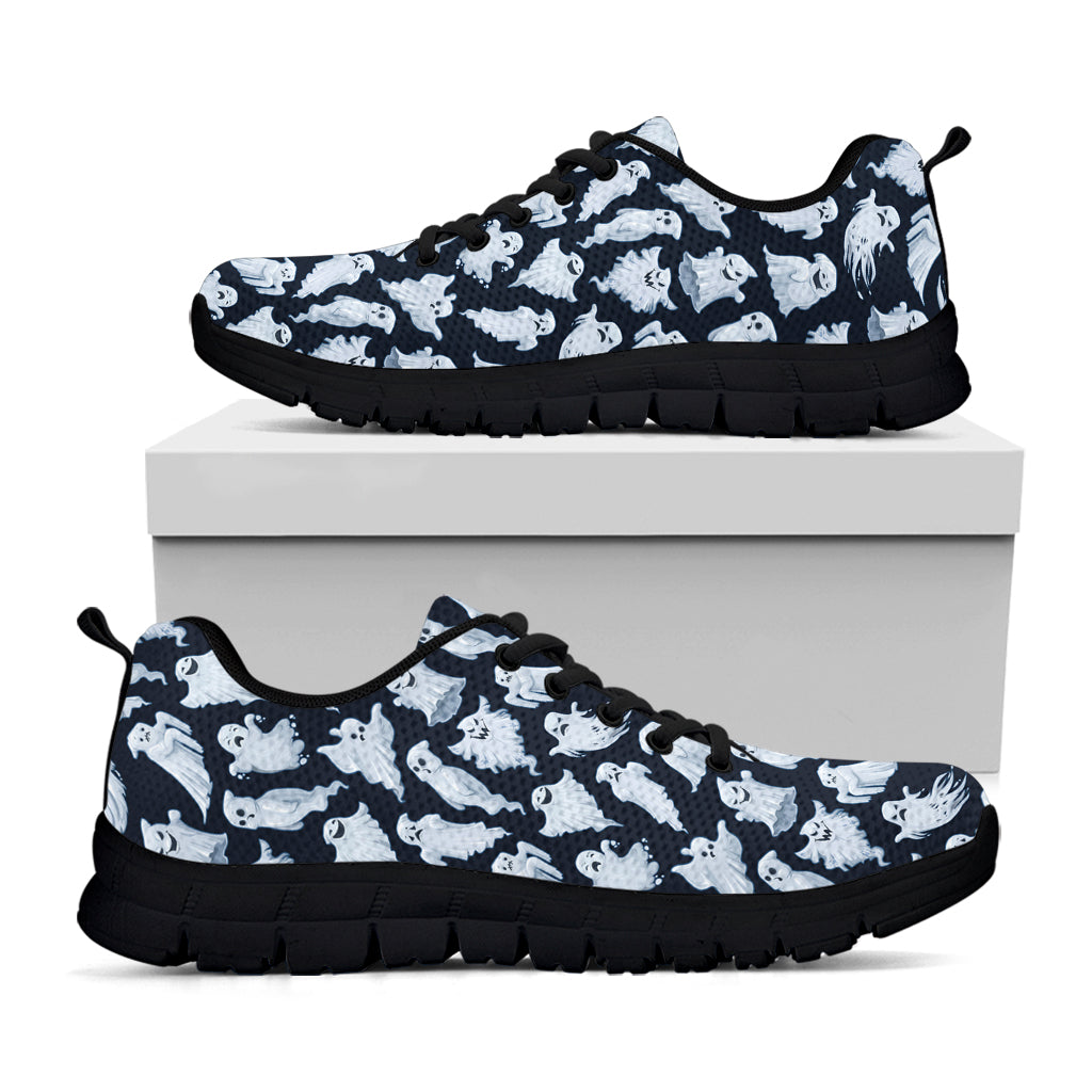 White Ghost Ghost Pattern Print Black Sneakers