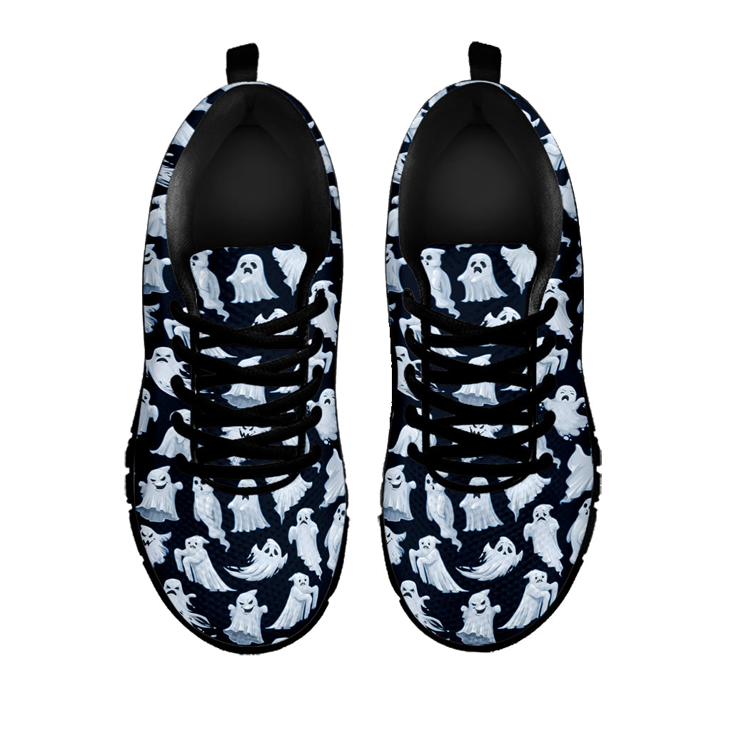 White Ghost Ghost Pattern Print Black Sneakers
