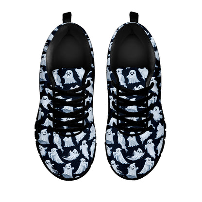 White Ghost Ghost Pattern Print Black Sneakers