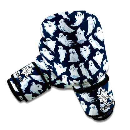 White Ghost Ghost Pattern Print Boxing Gloves