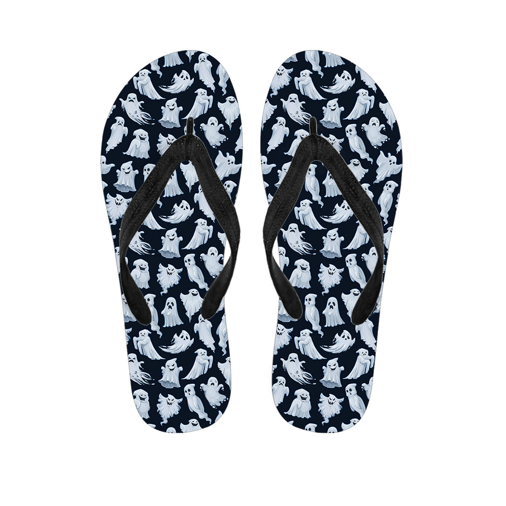 White Ghost Ghost Pattern Print Flip Flops