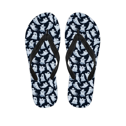 White Ghost Ghost Pattern Print Flip Flops