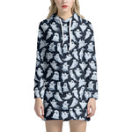 White Ghost Ghost Pattern Print Hoodie Dress
