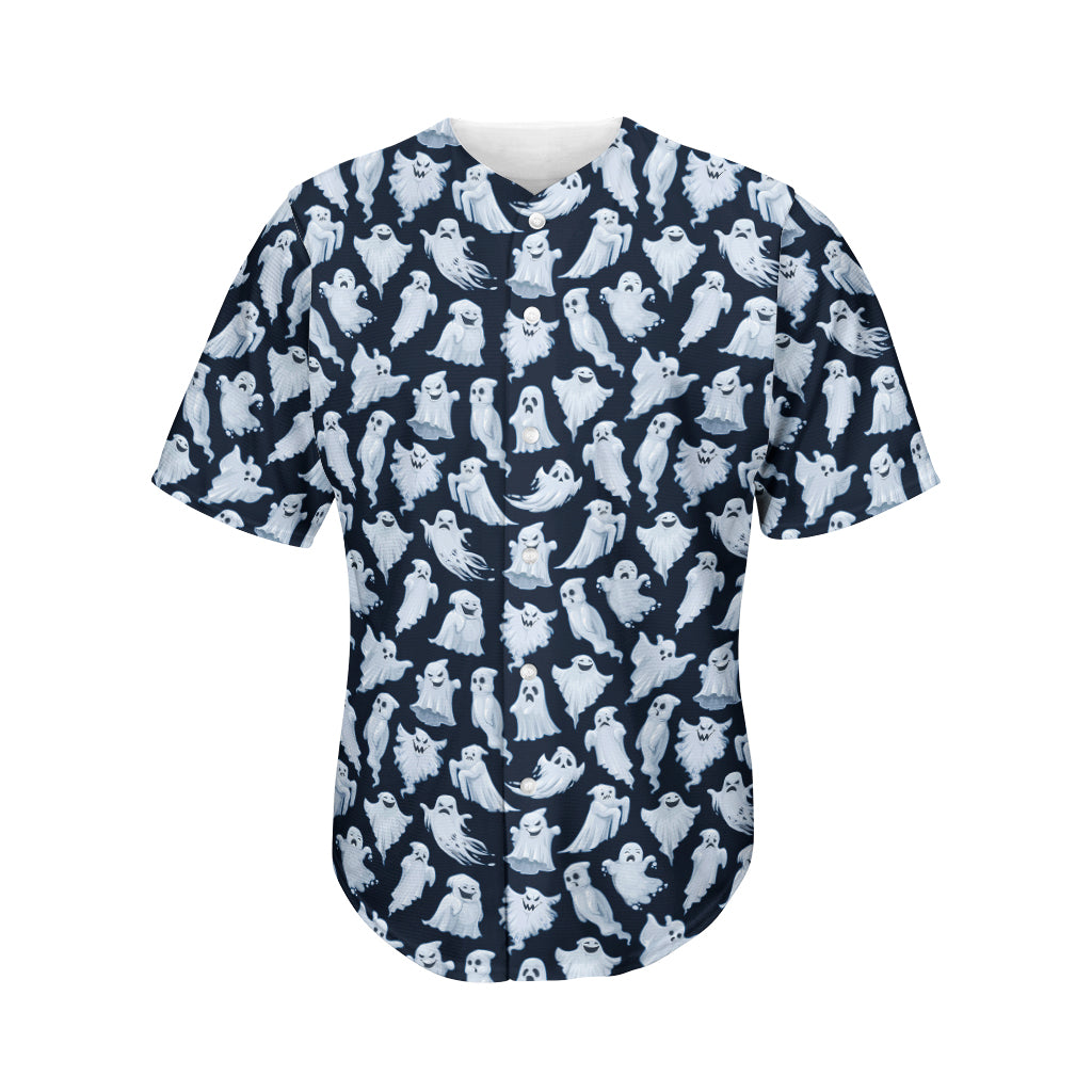 White Ghost Ghost Pattern Print Men's Baseball Jersey