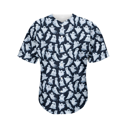 White Ghost Ghost Pattern Print Men's Baseball Jersey