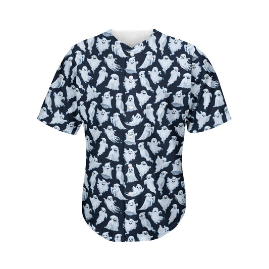 White Ghost Ghost Pattern Print Men's Baseball Jersey