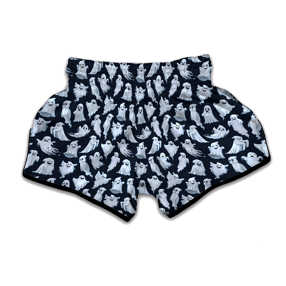 White Ghost Ghost Pattern Print Muay Thai Boxing Shorts