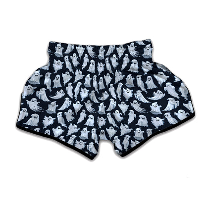 White Ghost Ghost Pattern Print Muay Thai Boxing Shorts