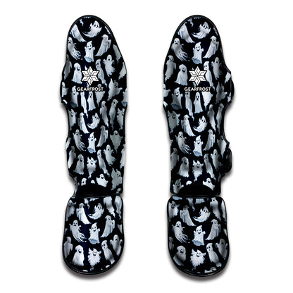 White Ghost Ghost Pattern Print Muay Thai Shin Guard