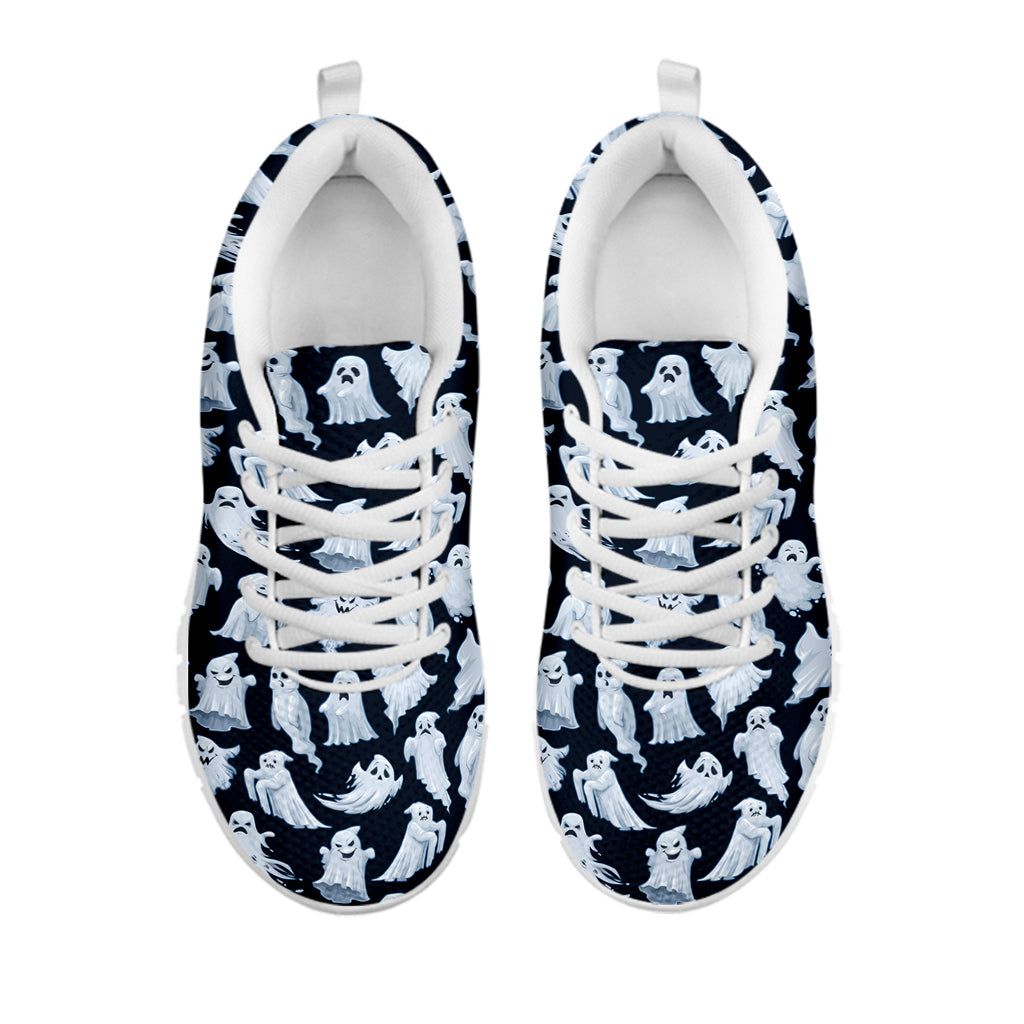 White Ghost Ghost Pattern Print White Sneakers
