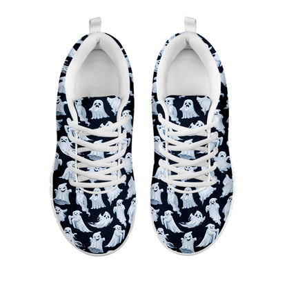 White Ghost Ghost Pattern Print White Sneakers