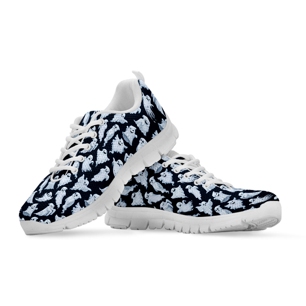 White Ghost Ghost Pattern Print White Sneakers