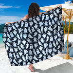 White Ghost Pattern Print Beach Sarong Wrap