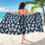 White Ghost Pattern Print Beach Sarong Wrap
