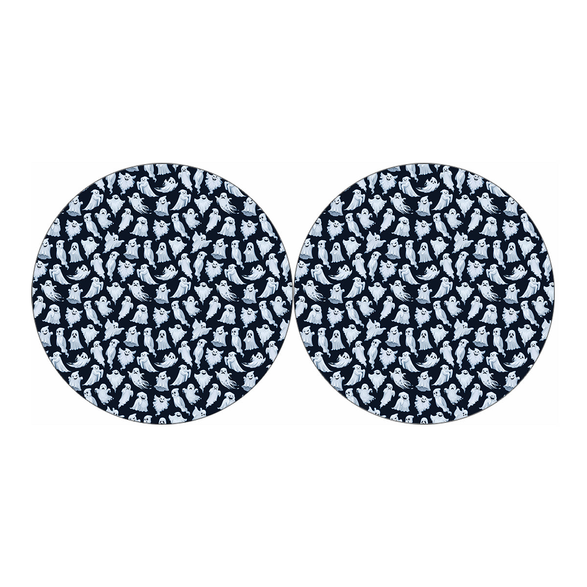 White Ghost Pattern Print Car Coasters